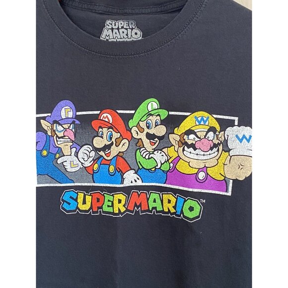 Super Mario Black S/S T-Shirt Men's Size L Cotton Gaming Classic - Picture 7 of 9
